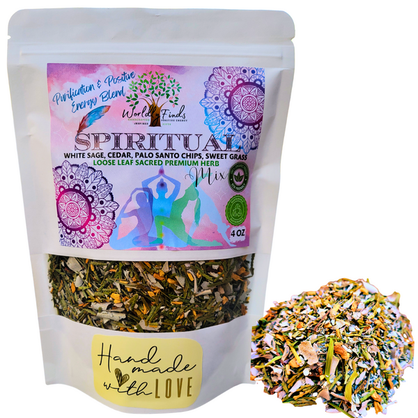 Spiritual Incense Blend Positive Energy Magical Herbs Mix: Organic Dried Sage, Sweet Grass, Palo Santo, Dried Cedar, Medicinal Herbs for Burning