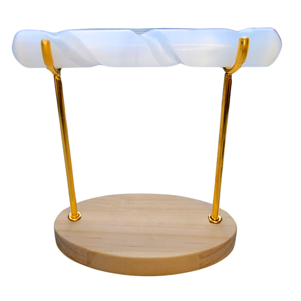 Selenite Bracelet Holder Stand & Selenite Wand & Selenite Bowl Set, Healing Crystal Bracelet Stand Display for Charging, Cleansing