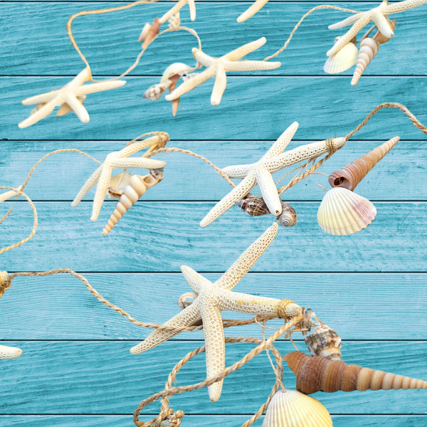 Beach Garland Seashell & 12 Pc Real Starfish Garland 10ft+ (120"), Coastal Christmas Decor, Nautical Decor, Beach Theme Party Decorations