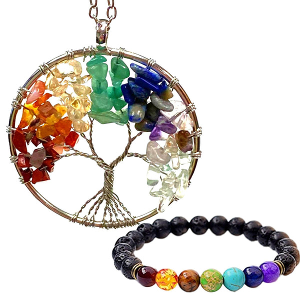 7 Chakra Healing Balance Bracelets, Necklace & Earrings Jewelry Set -  Diffuser Life